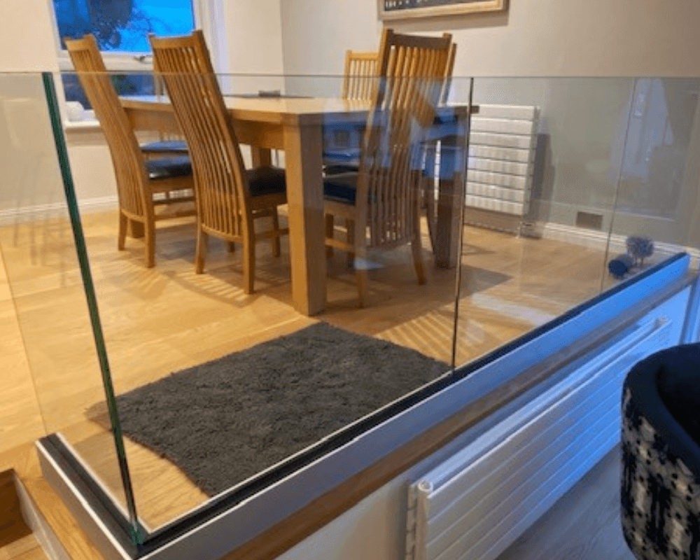 frameless channel for landing/stairs